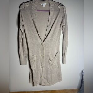 Banana Republic 100%‎ Lines long button up cardigan with pockets SZ S